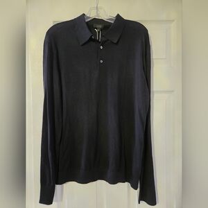 COS Navy Long Sleeve Polo, Size Large